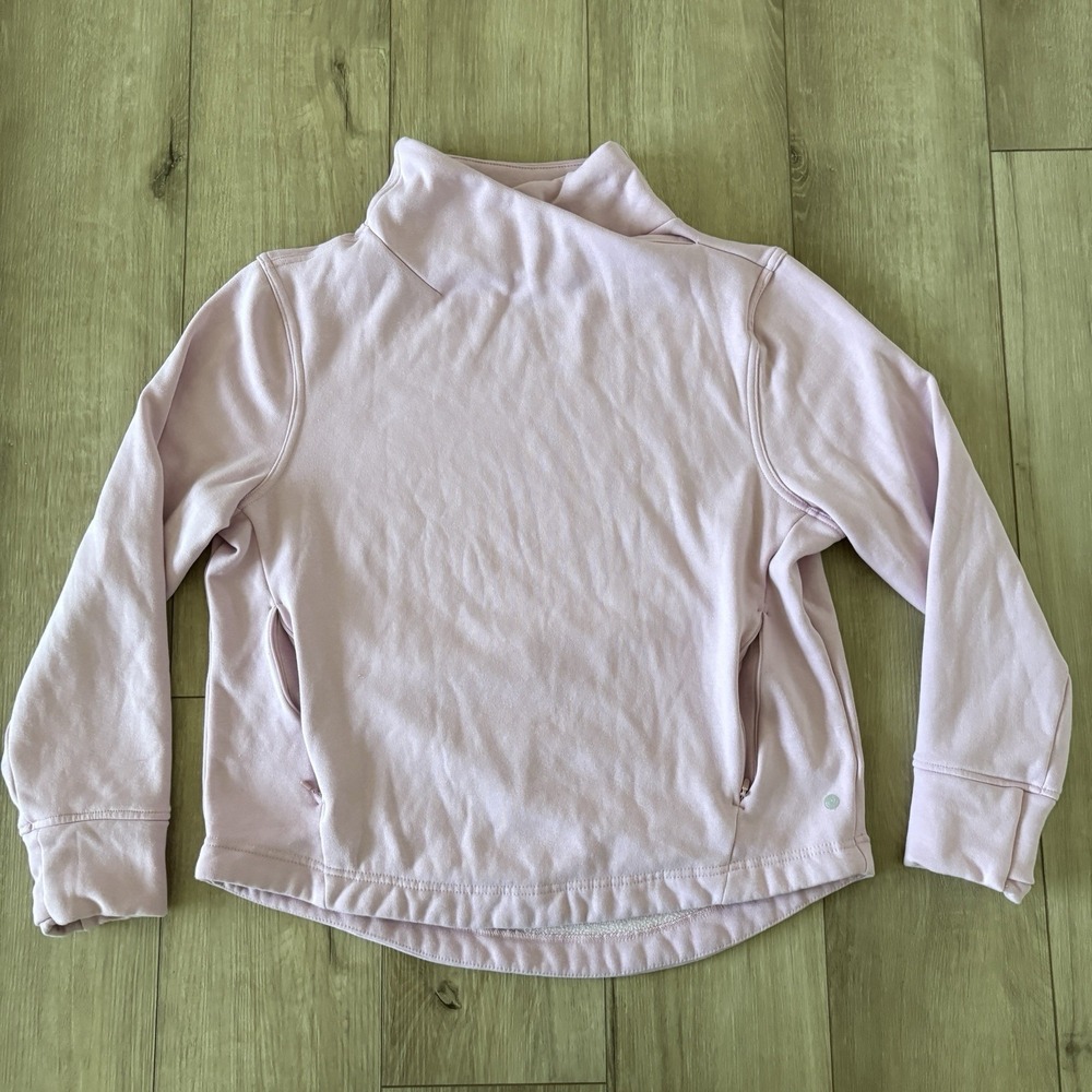 Athleisure Apana Womens XL Pink Crossover Funnel Neck Thumbhole Active Top